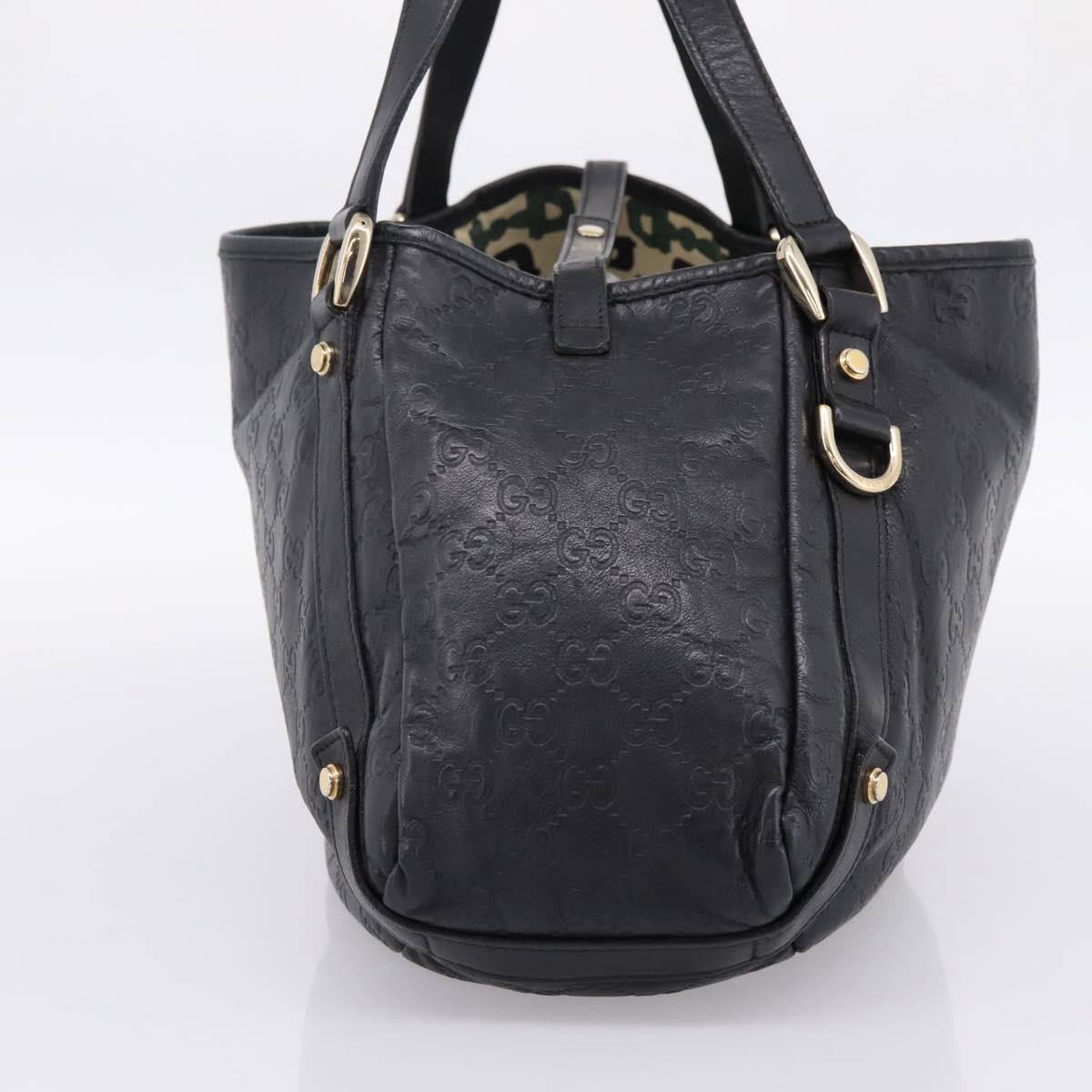 GUCCI GG Canvas Guccissima Tote Bag Leather Black Gold Tone 130736 Auth 200990V