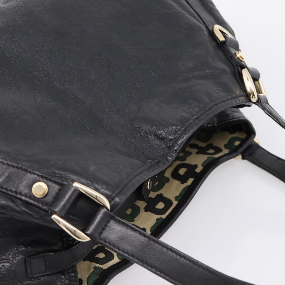 GUCCI GG Canvas Guccissima Tote Bag Leather Black Gold Tone 130736 Auth 200990V