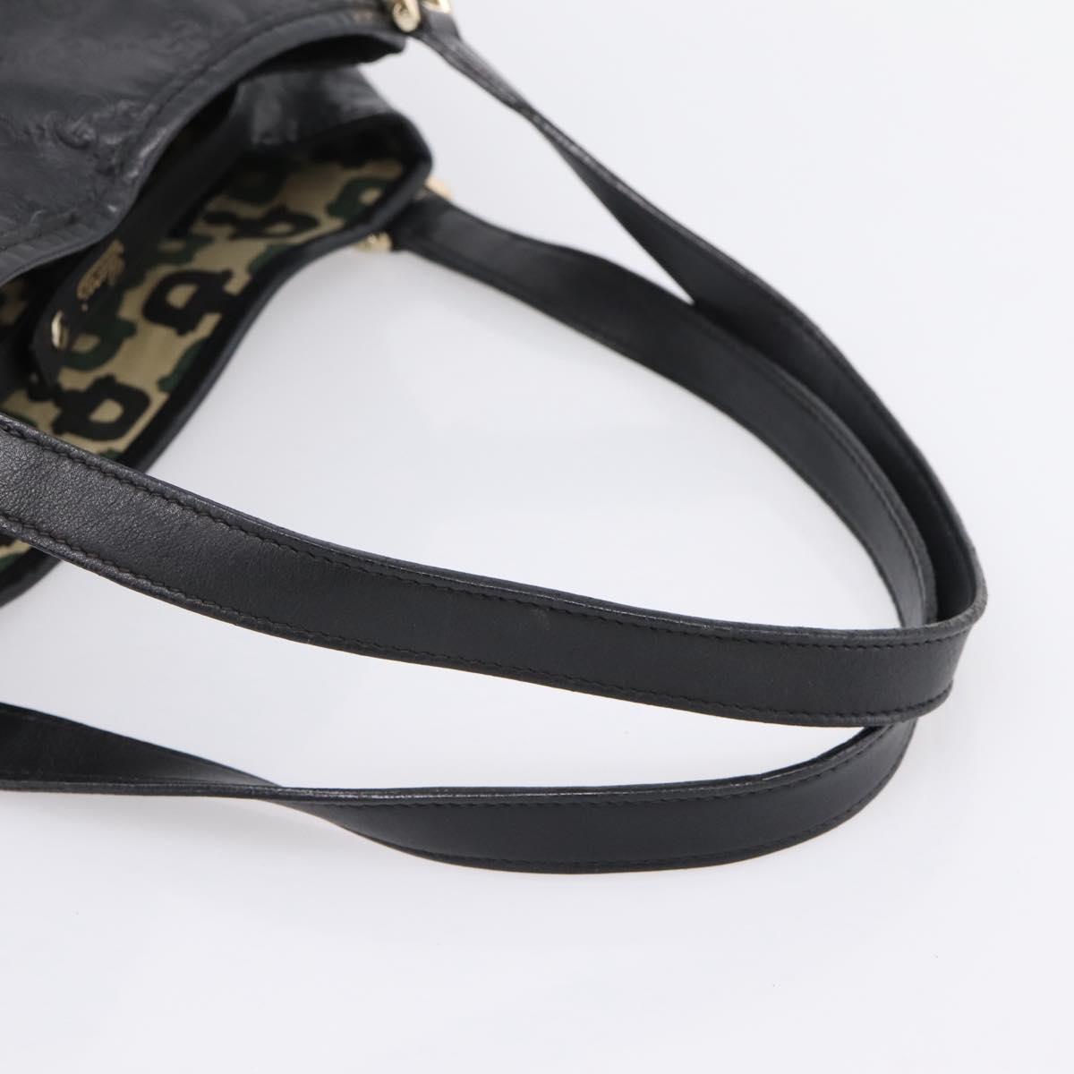 GUCCI GG Canvas Guccissima Tote Bag Leather Black Gold Tone 130736 Auth 200990V