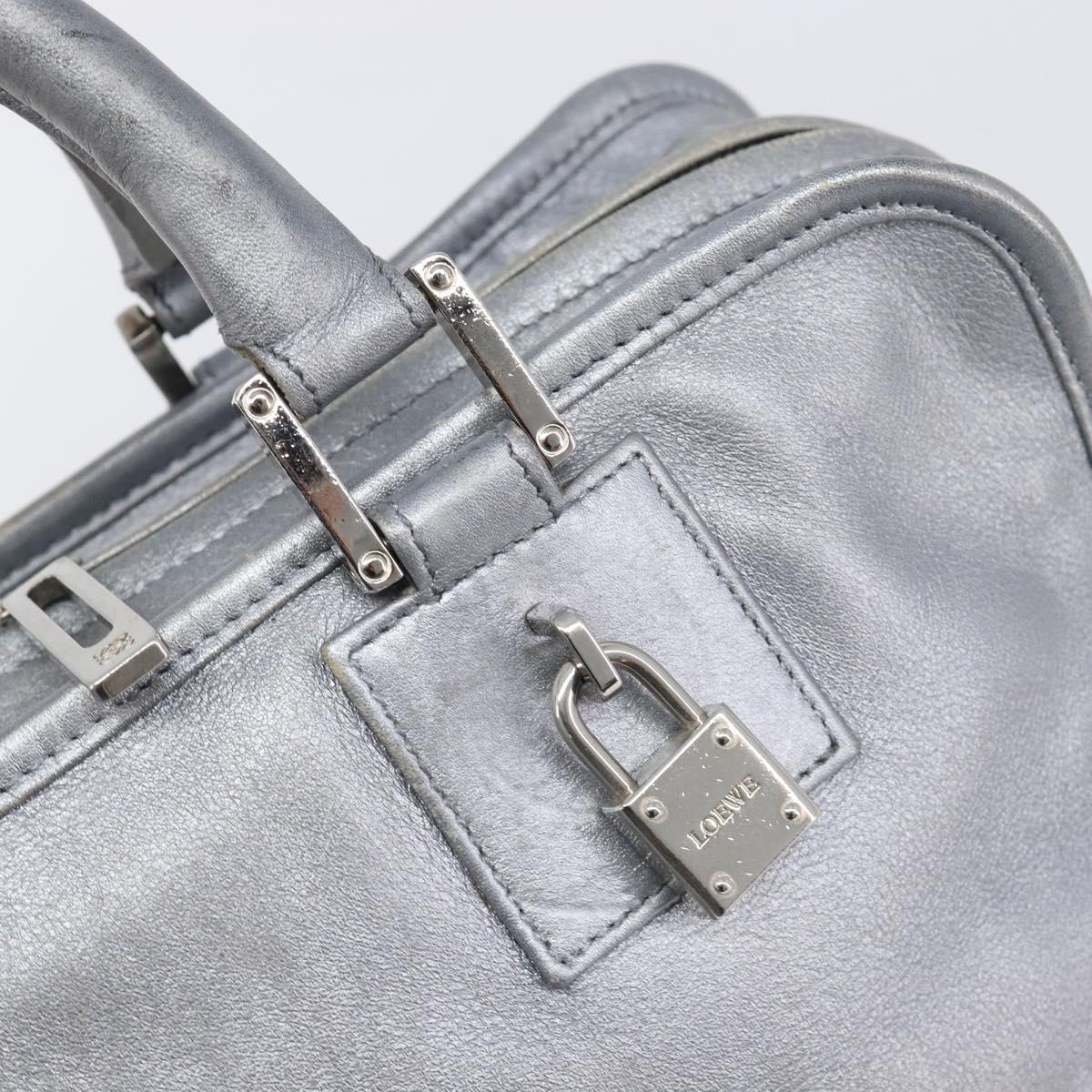 LOEWE Amazona 28 Hand Bag Leather Silver Gold Auth 200992V