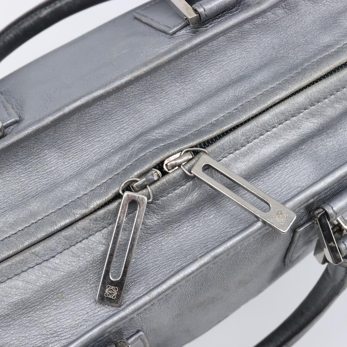 LOEWE Amazona 28 Hand Bag Leather Silver Gold Auth 200992V