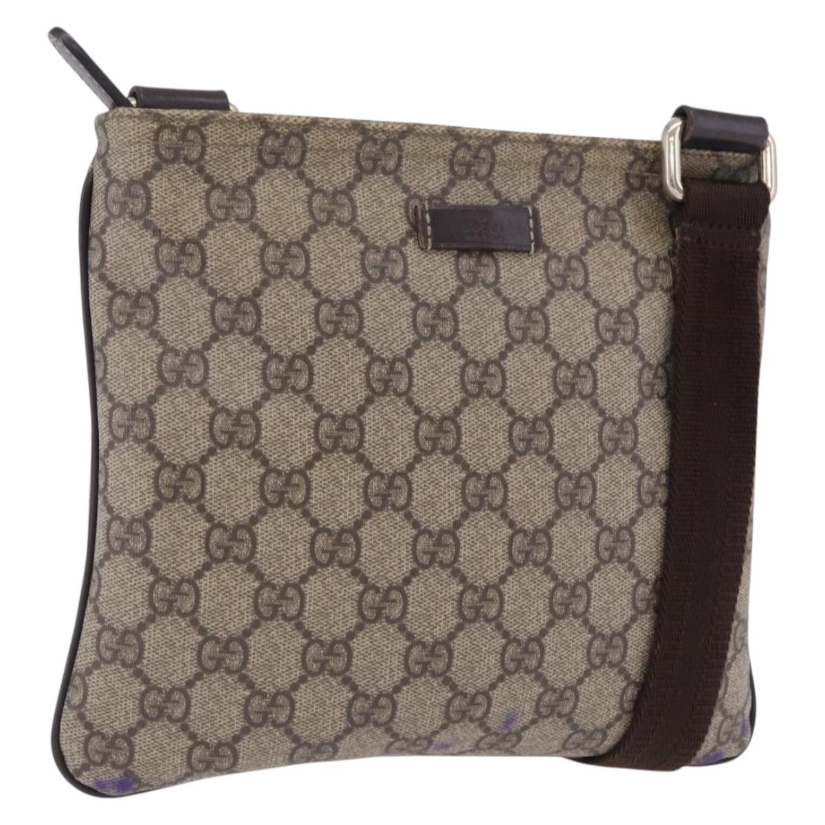 GUCCI GG Supreme Shoulder Bag PVC Beige Gold 201538 Auth 200996