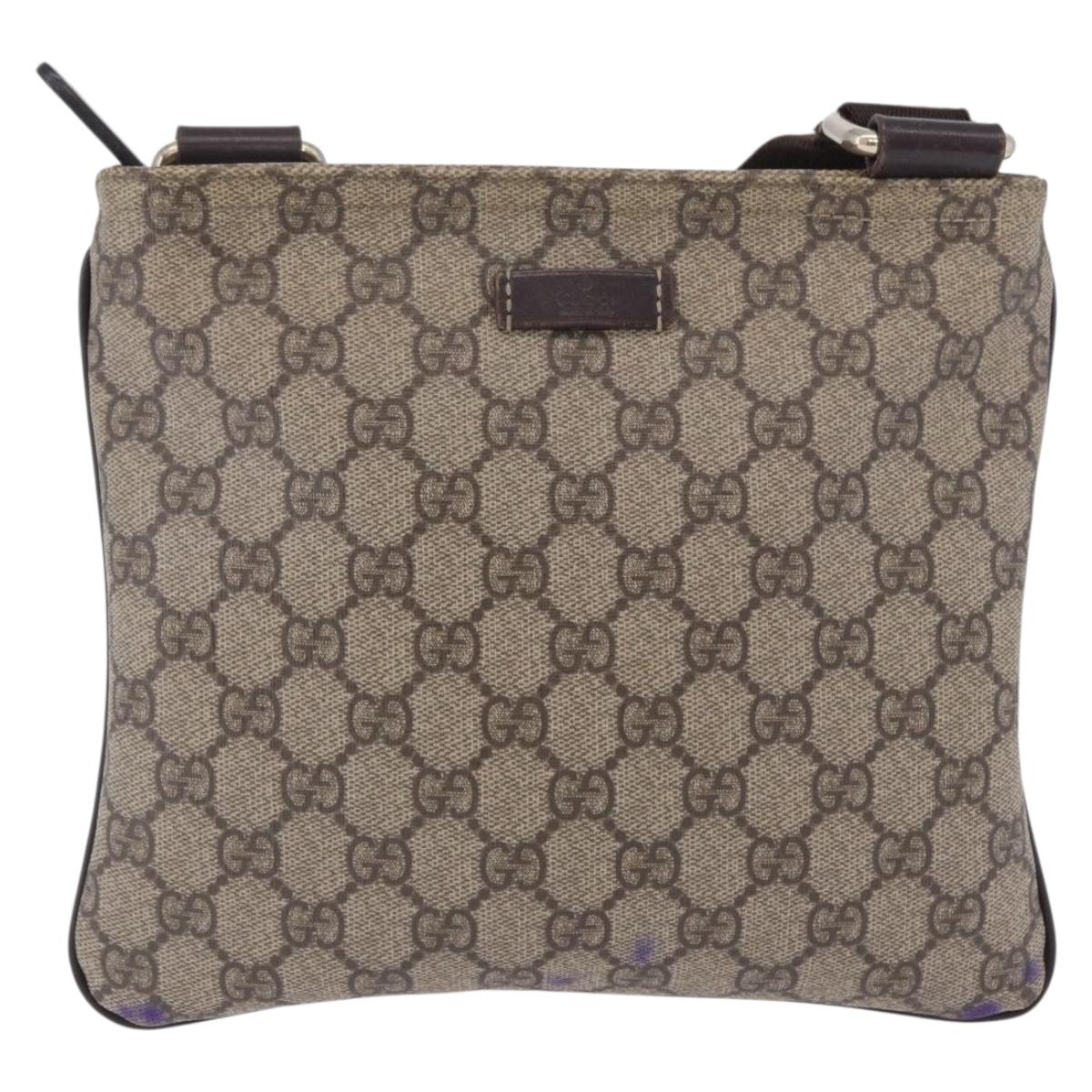 GUCCI GG Supreme Shoulder Bag PVC Beige Gold 201538 Auth 200996