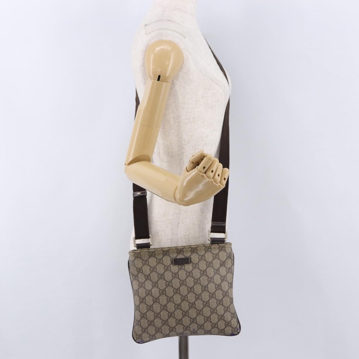 GUCCI GG Supreme Shoulder Bag PVC Beige Gold 201538 Auth 200996