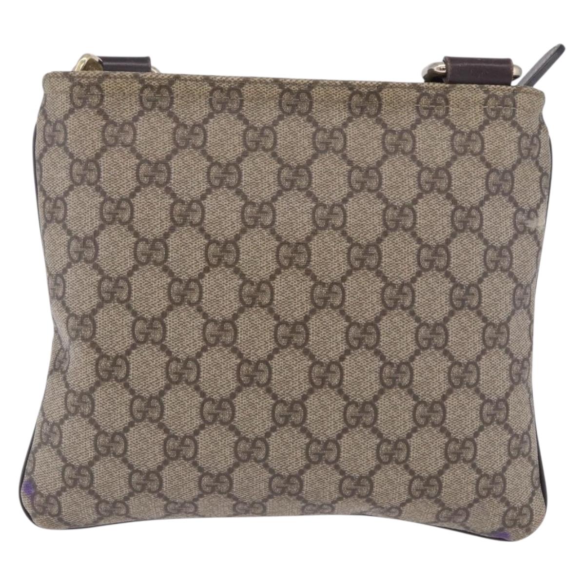 GUCCI GG Supreme Shoulder Bag PVC Beige Gold 201538 Auth 200996