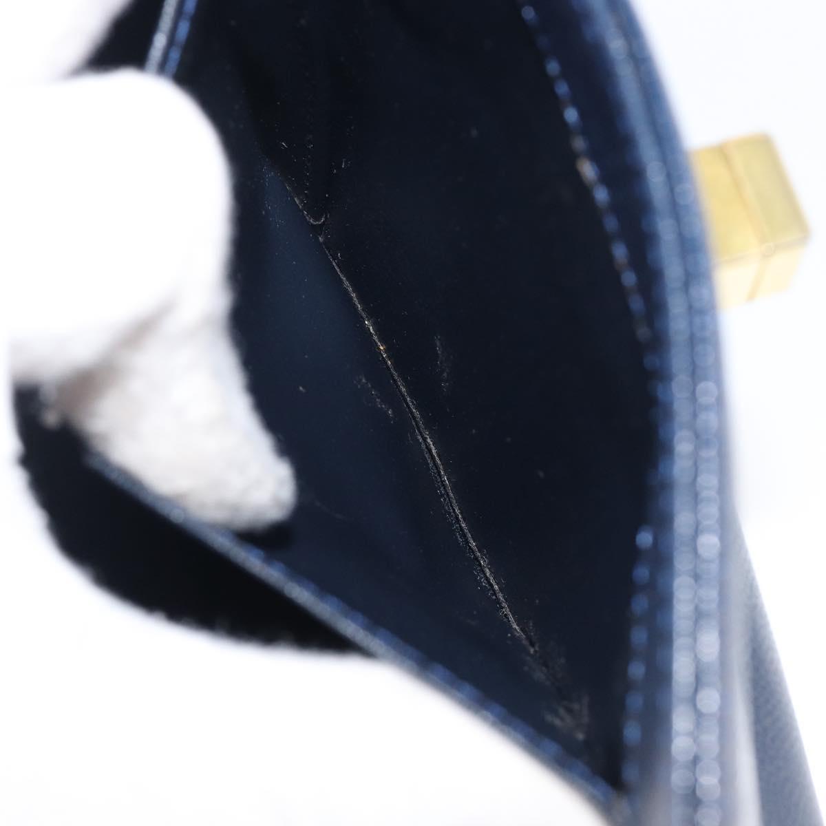 GIVENCHY Hand Bag Leather Navy Gold Auth 200997