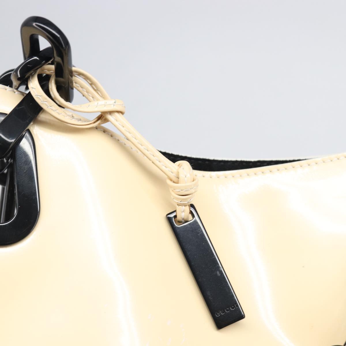 GUCCI Chain Shoulder Bag Patent leather Beige Gold 001 4168 Auth 200998