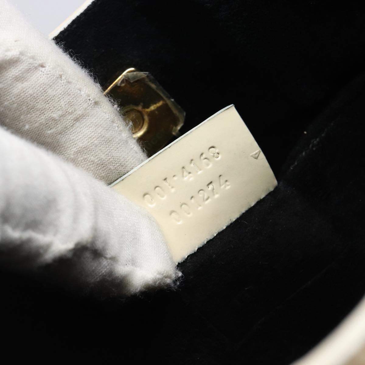 GUCCI Chain Shoulder Bag Patent leather Beige Gold 001 4168 Auth 200998