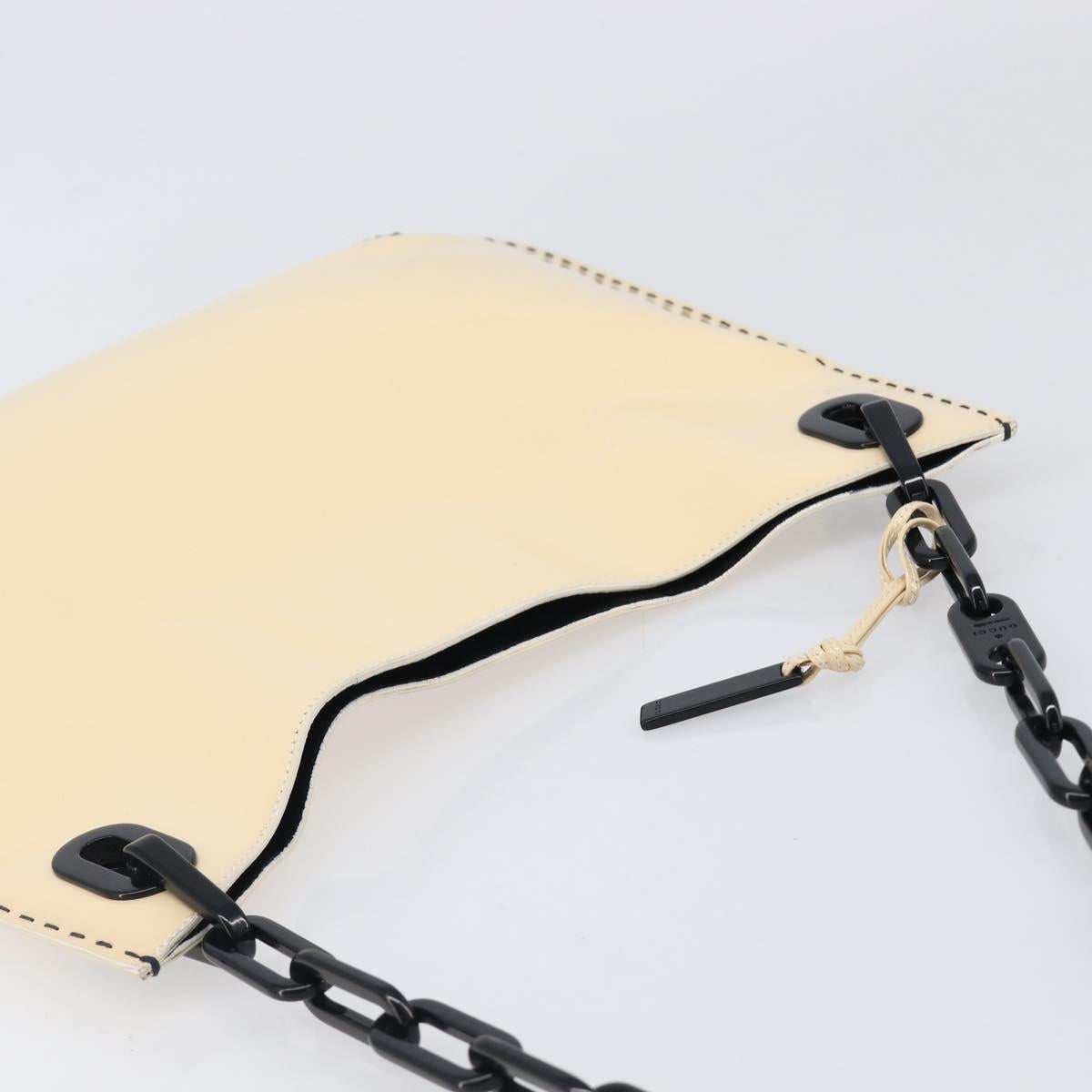 GUCCI Chain Shoulder Bag Patent leather Beige Gold 001 4168 Auth 200998