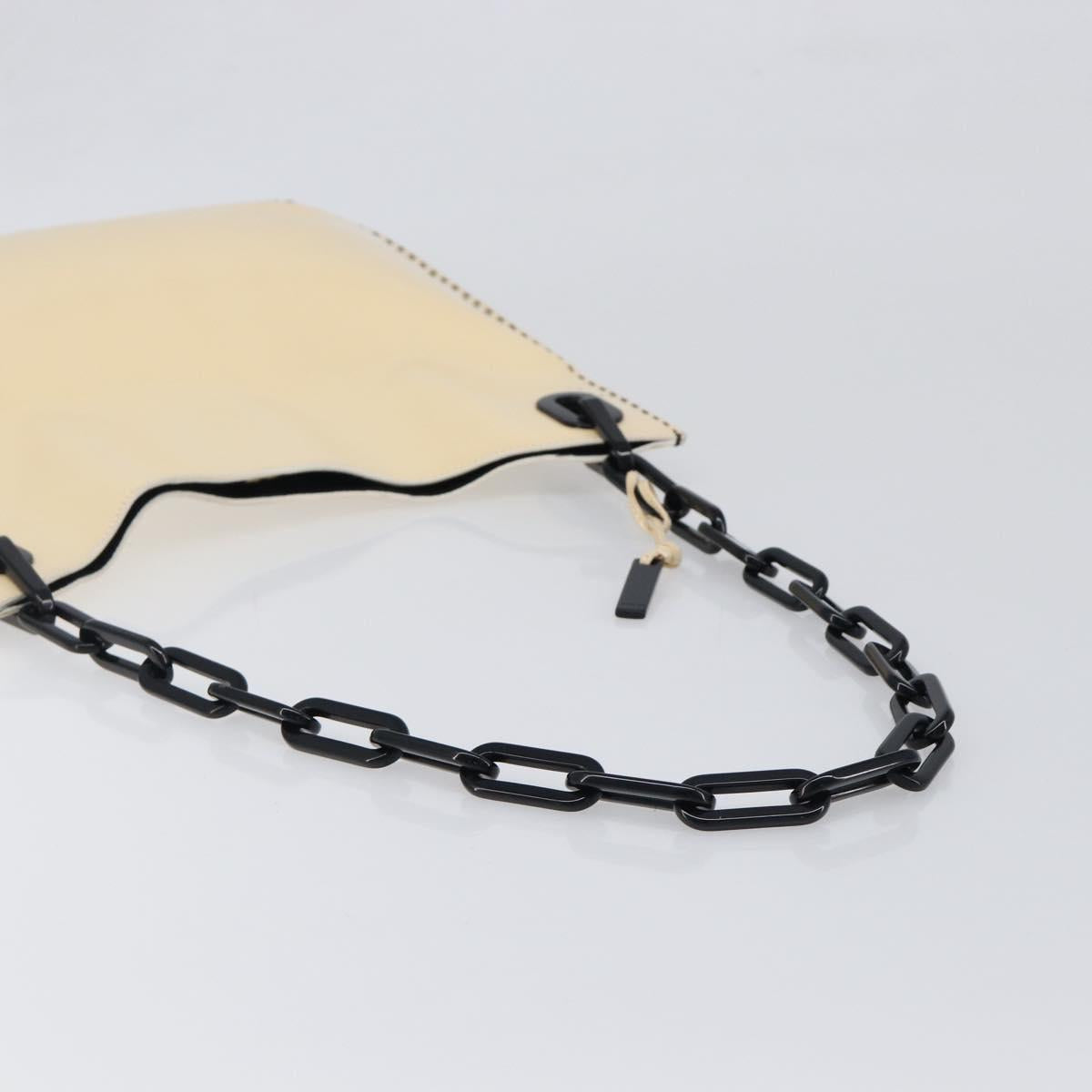 GUCCI Chain Shoulder Bag Patent leather Beige Gold 001 4168 Auth 200998