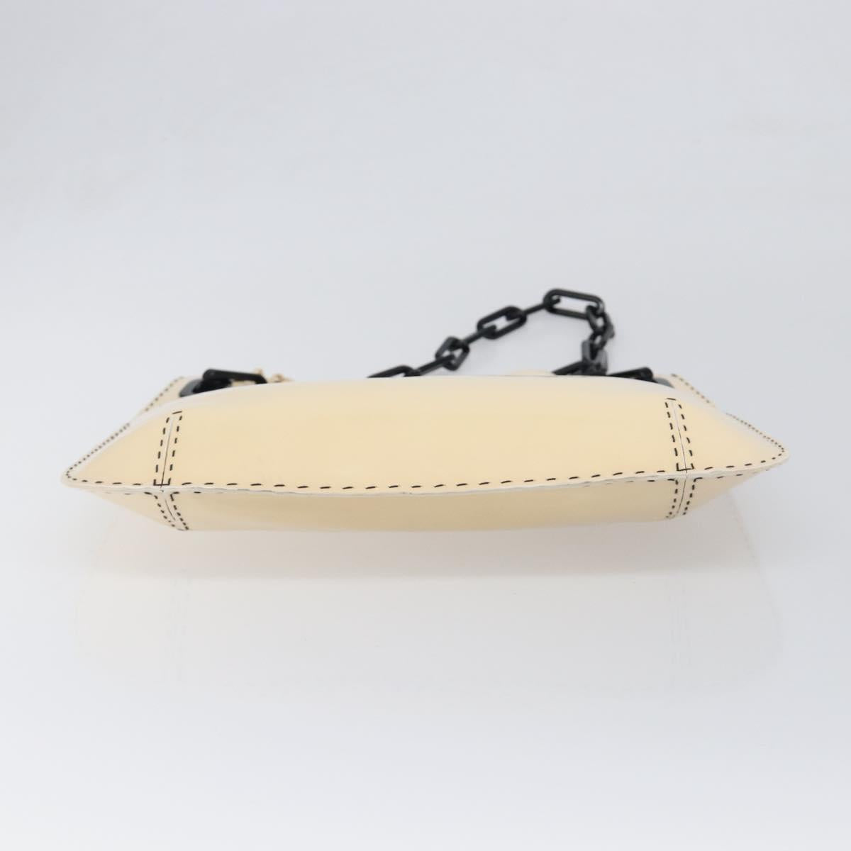 GUCCI Chain Shoulder Bag Patent leather Beige Gold 001 4168 Auth 200998