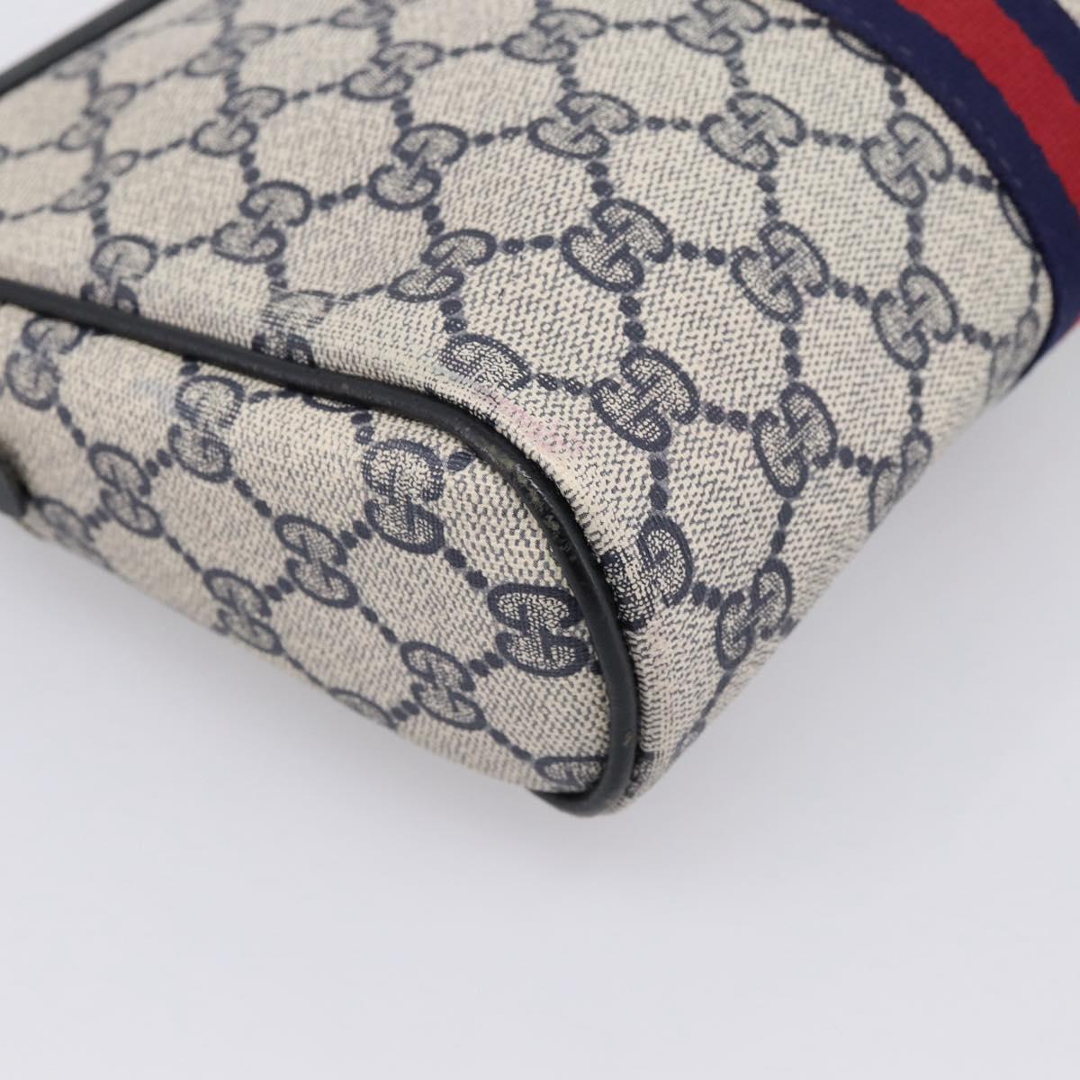 GUCCI GG Supreme Sherry Line Clutch Bag PVC Navy Gold 010 378 Auth 200999