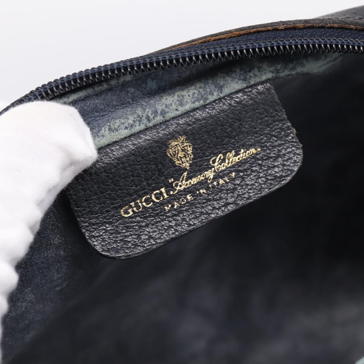 GUCCI GG Supreme Sherry Line Clutch Bag PVC Navy Gold 010 378 Auth 200999