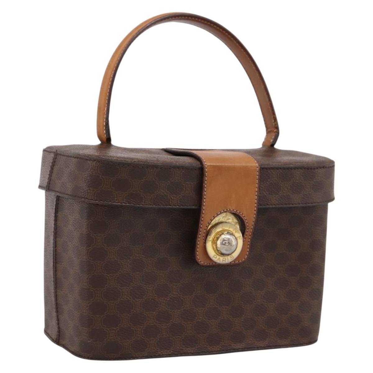 CELINE Macadam Canvas Star Ball Vanity Pouch PVC Leather Brown Auth 201000
