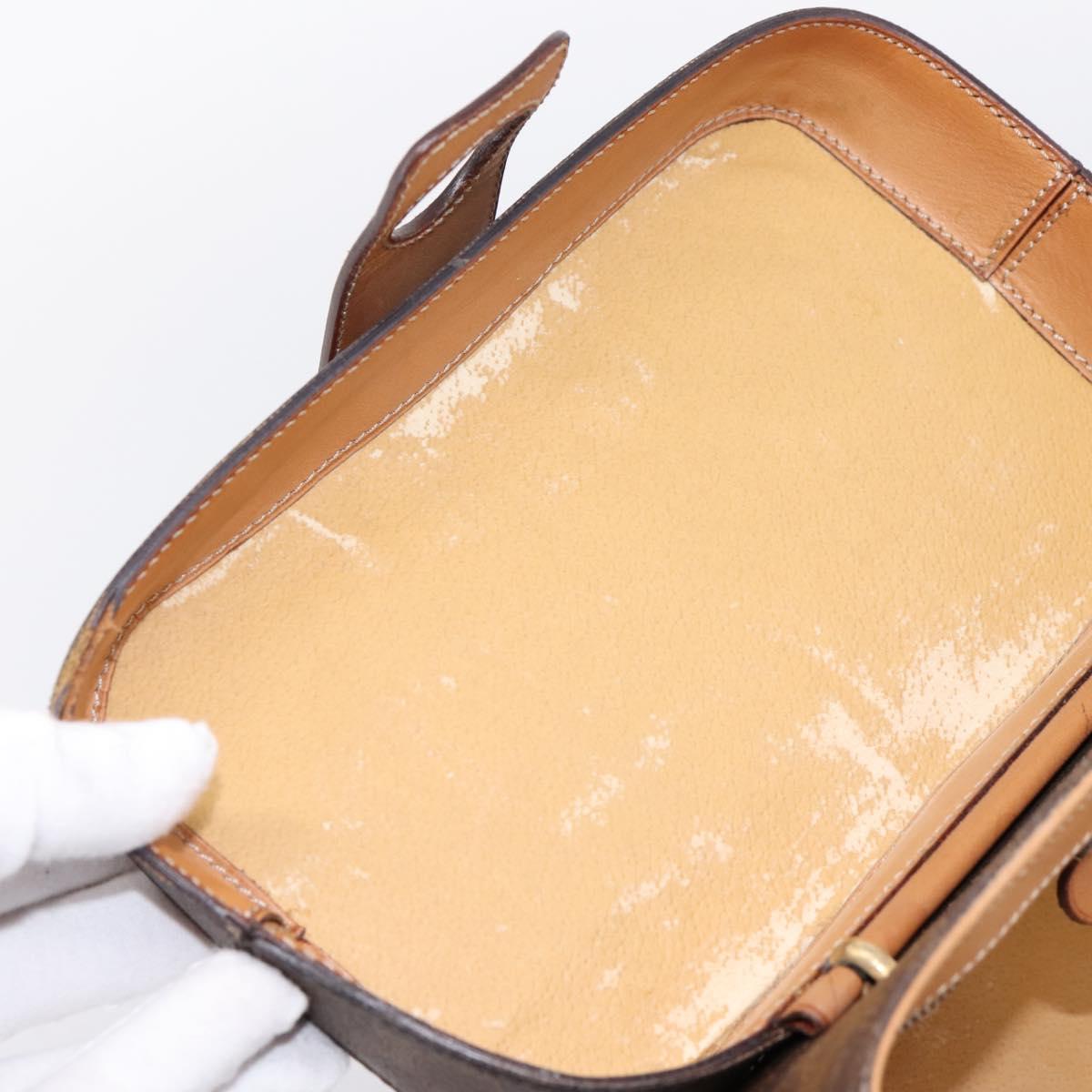 CELINE Macadam Canvas Star Ball Vanity Pouch PVC Leather Brown Auth 201000