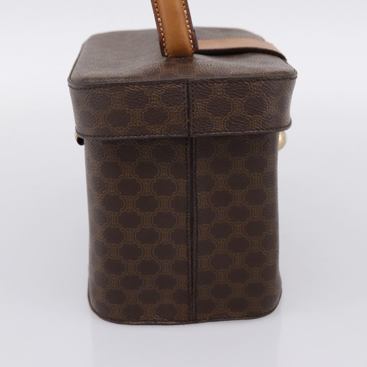 CELINE Macadam Canvas Star Ball Vanity Pouch PVC Leather Brown Auth 201000