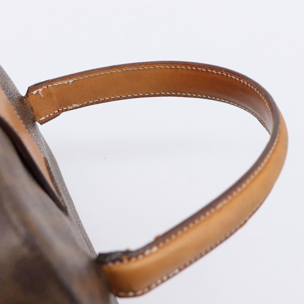 CELINE Macadam Canvas Star Ball Vanity Pouch PVC Leather Brown Auth 201000