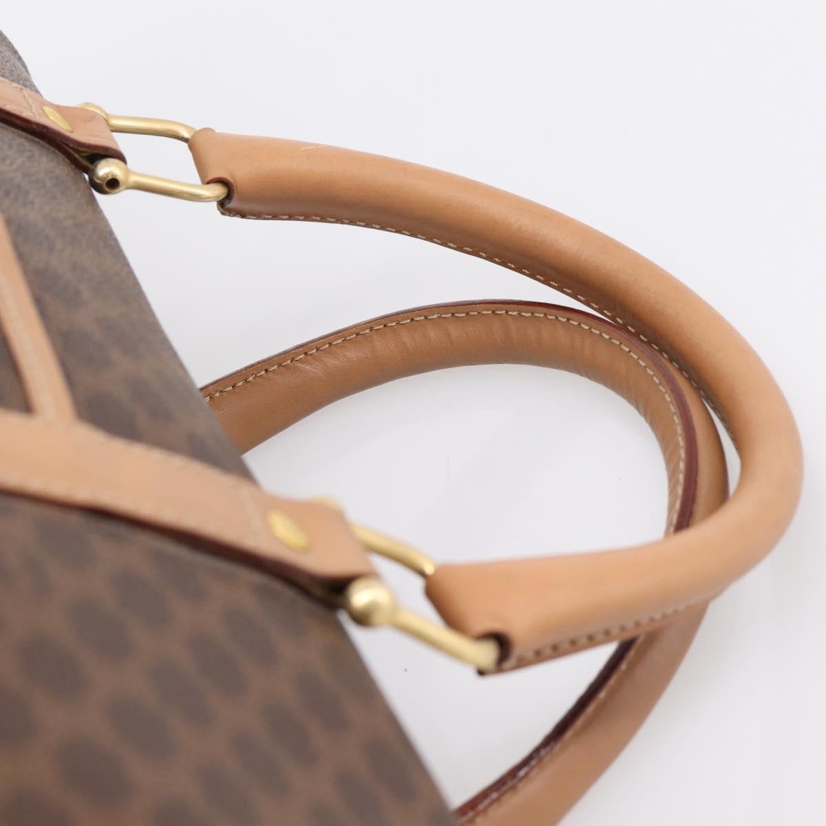 CELINE Macadam Canvas Boston Bag PVC Leather Brown Gold Auth 201004
