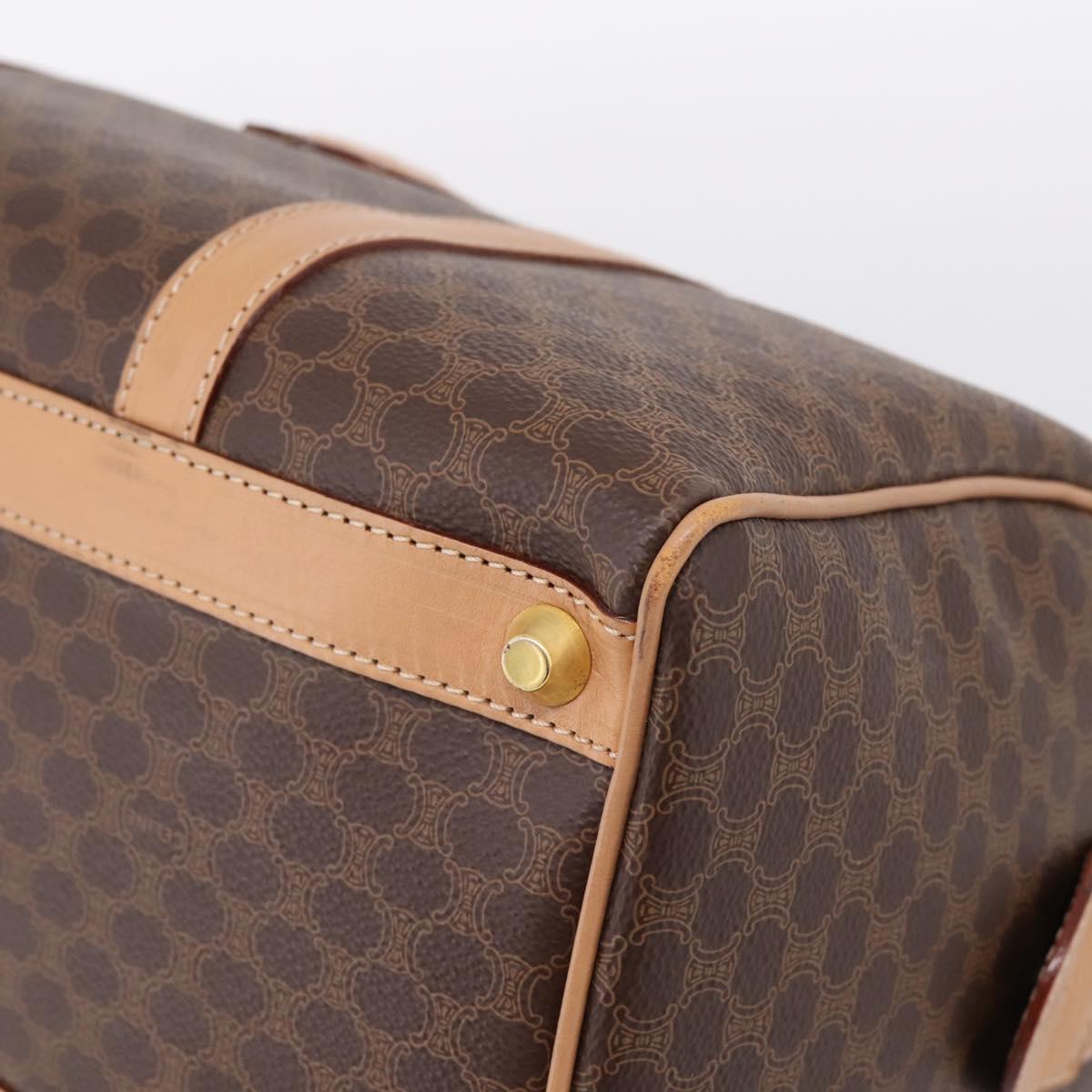 CELINE Macadam Canvas Boston Bag PVC Leather Brown Gold Auth 201004