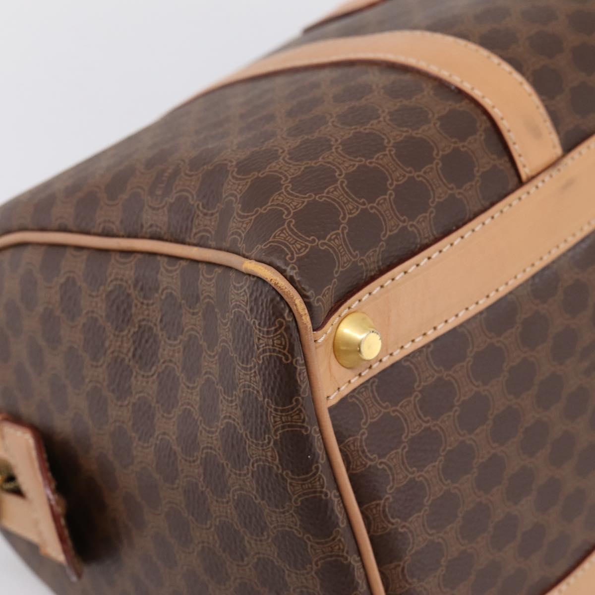 CELINE Macadam Canvas Boston Bag PVC Leather Brown Gold Auth 201004