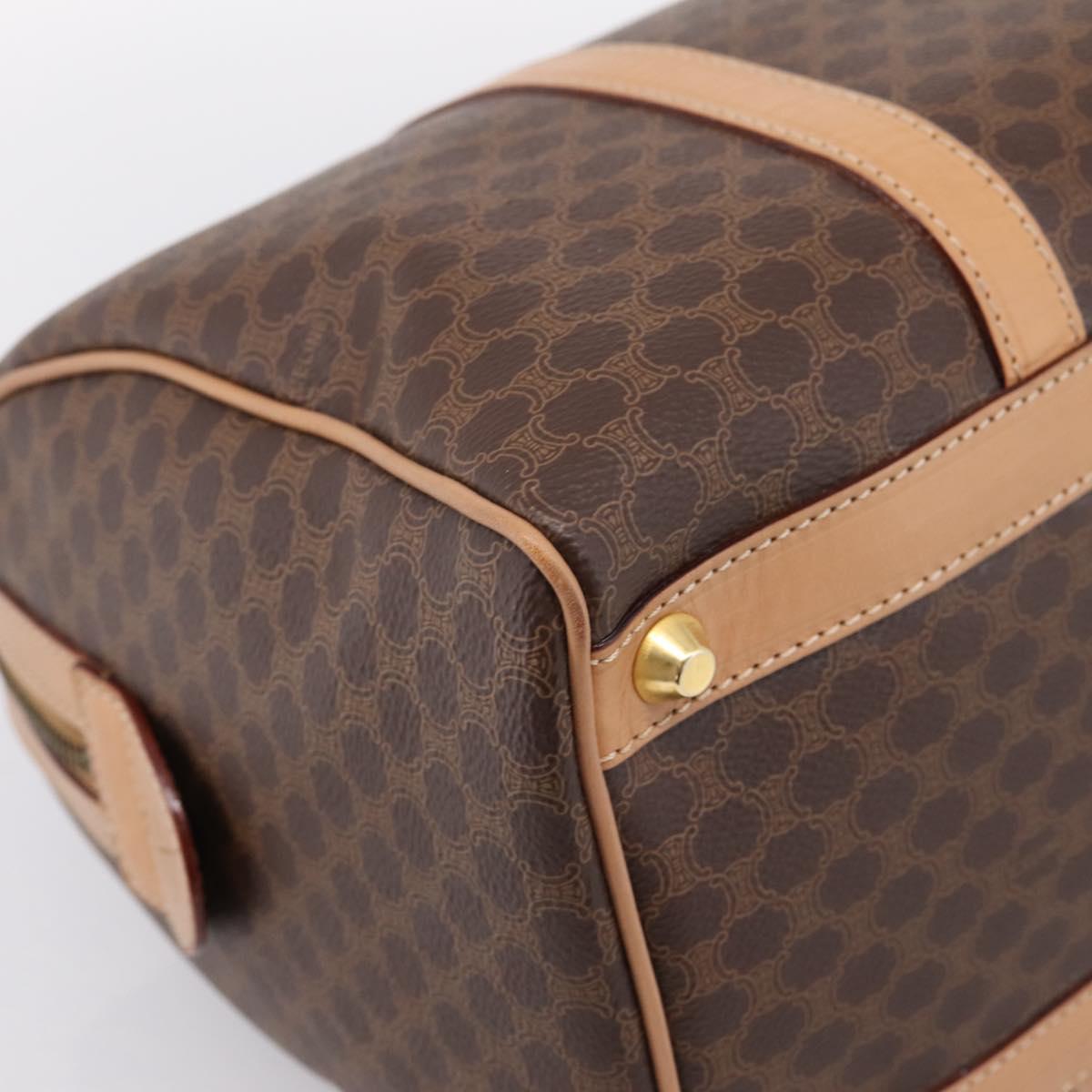 CELINE Macadam Canvas Boston Bag PVC Leather Brown Gold Auth 201004
