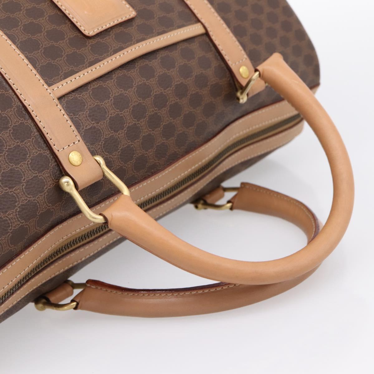 CELINE Macadam Canvas Boston Bag PVC Leather Brown Gold Auth 201004