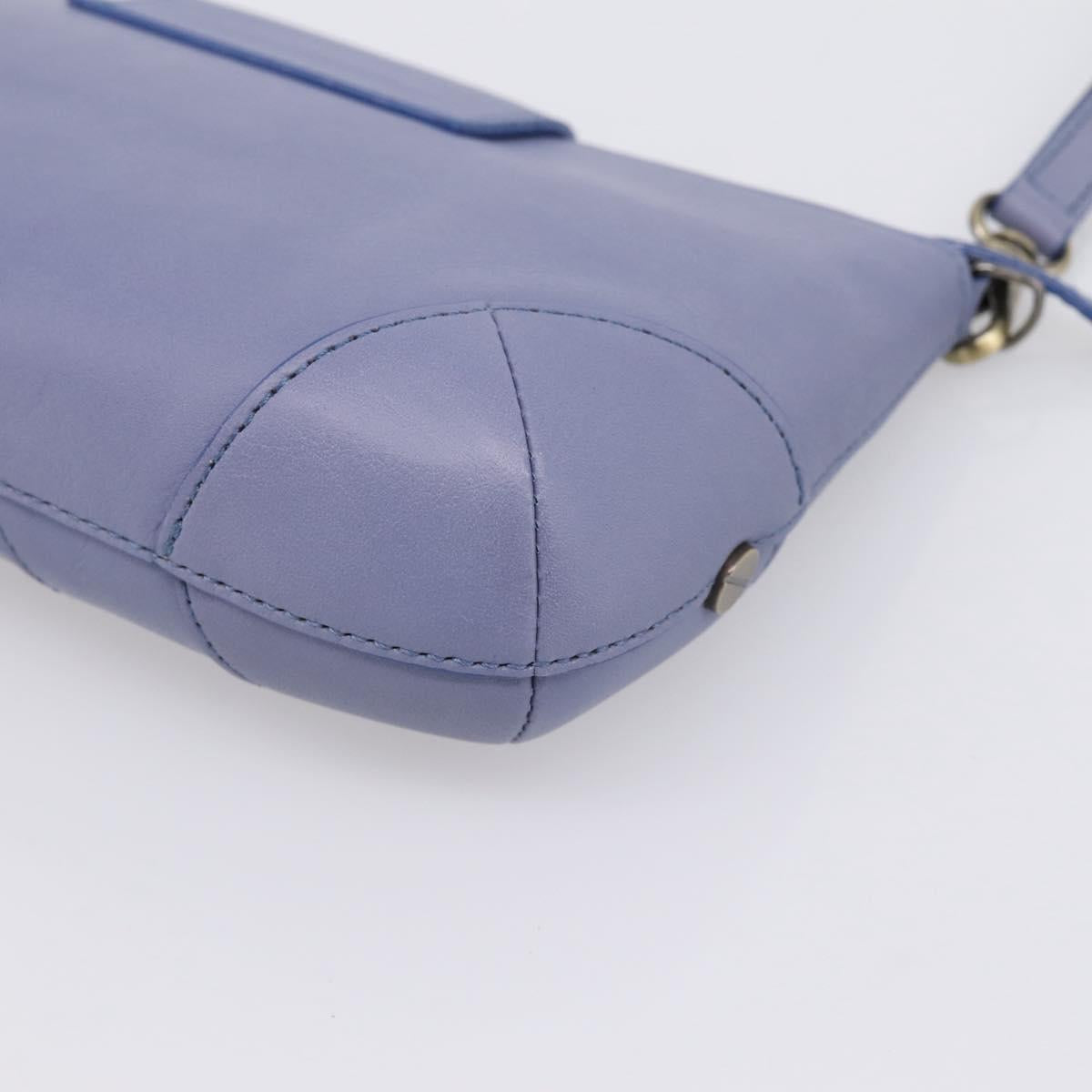 Chloe Clutch Bag Leather Light Blue Gold Auth 201007A