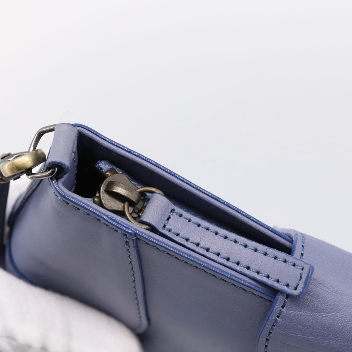 Chloe Clutch Bag Leather Light Blue Gold Auth 201007A