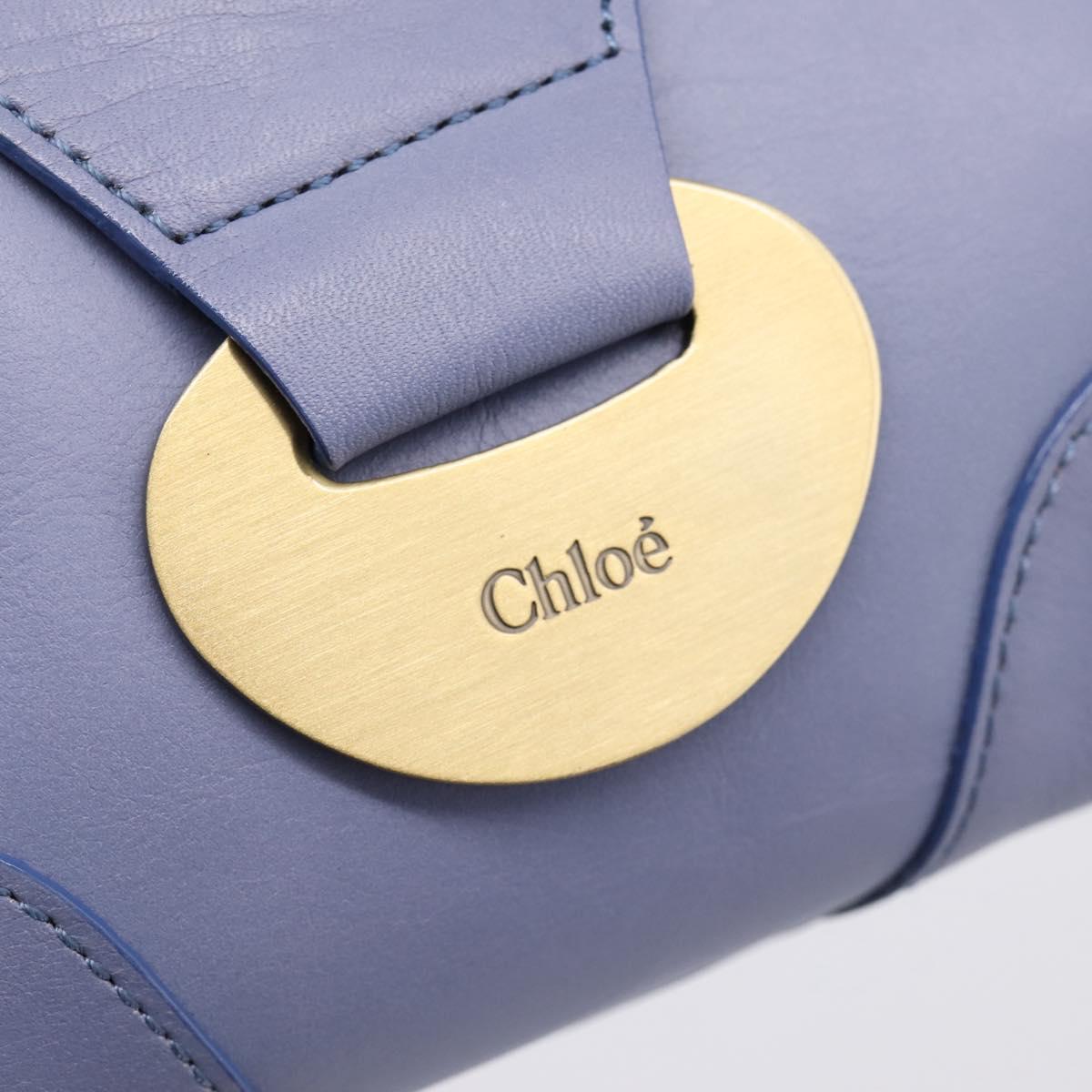 Chloe Clutch Bag Leather Light Blue Gold Auth 201007A