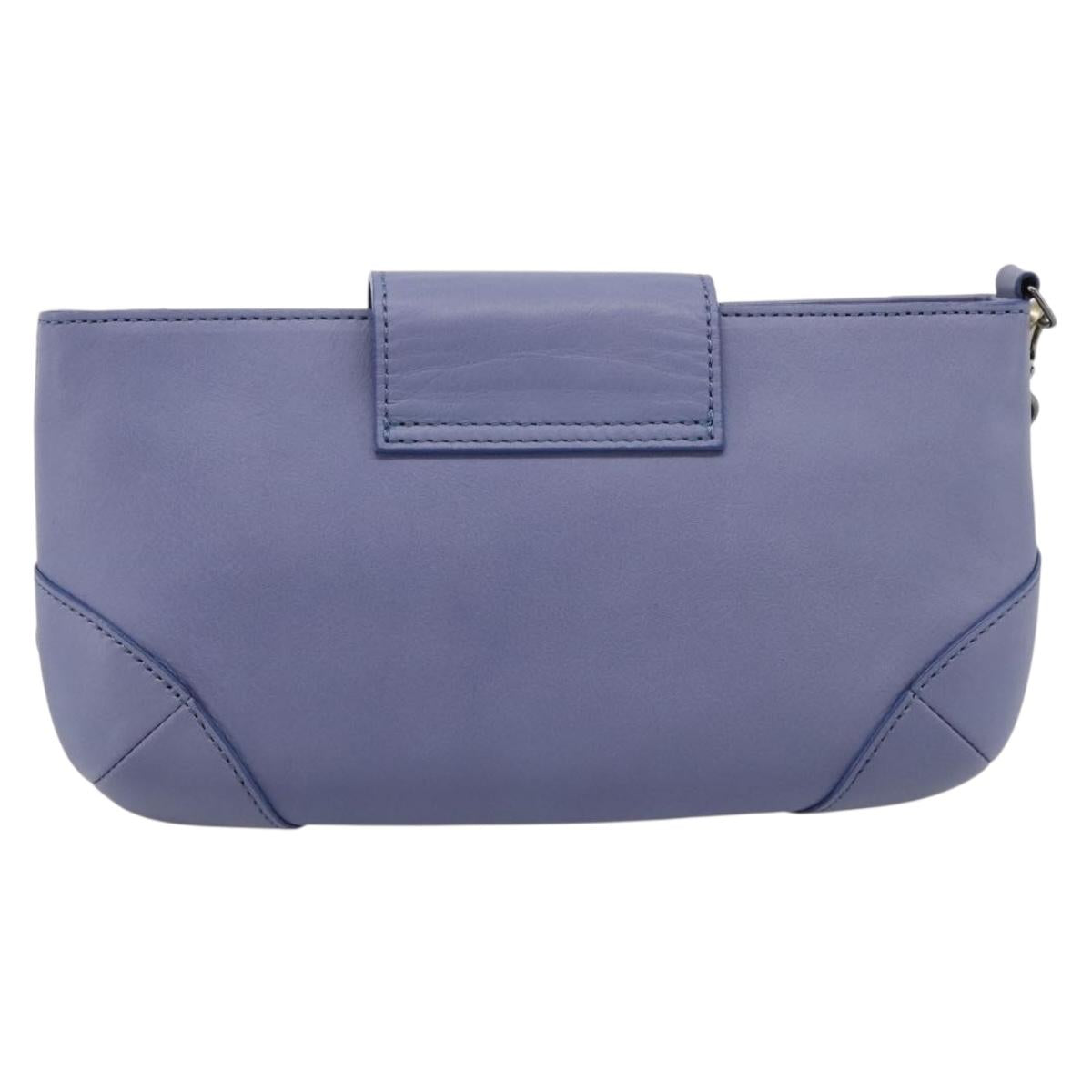 Chloe Clutch Bag Leather Light Blue Gold Auth 201007A