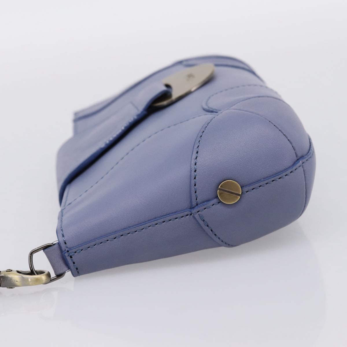 Chloe Clutch Bag Leather Light Blue Gold Auth 201007A