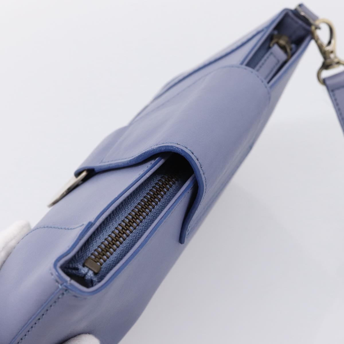 Chloe Clutch Bag Leather Light Blue Gold Auth 201007A