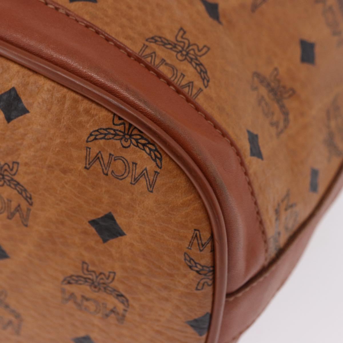 MCM Vicetos Logogram Shoulder Bag PVC Leather Brown Gold Auth 201008