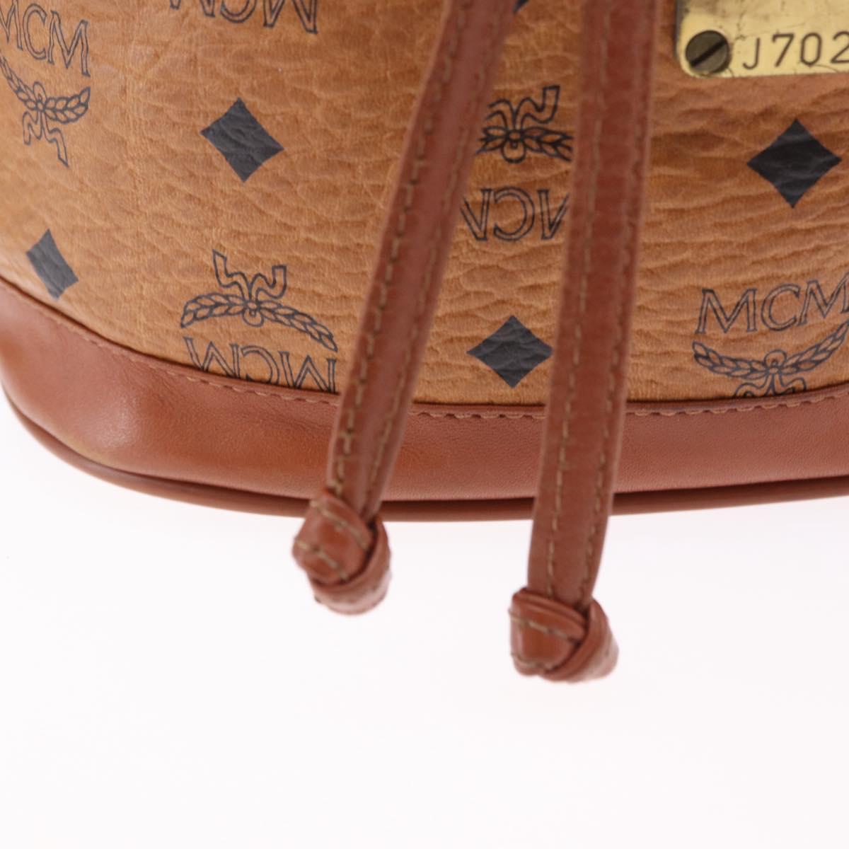 MCM Vicetos Logogram Shoulder Bag PVC Leather Brown Gold Auth 201008