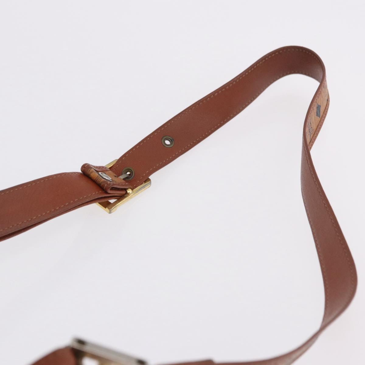 MCM Vicetos Logogram Shoulder Bag PVC Leather Brown Gold Auth 201008