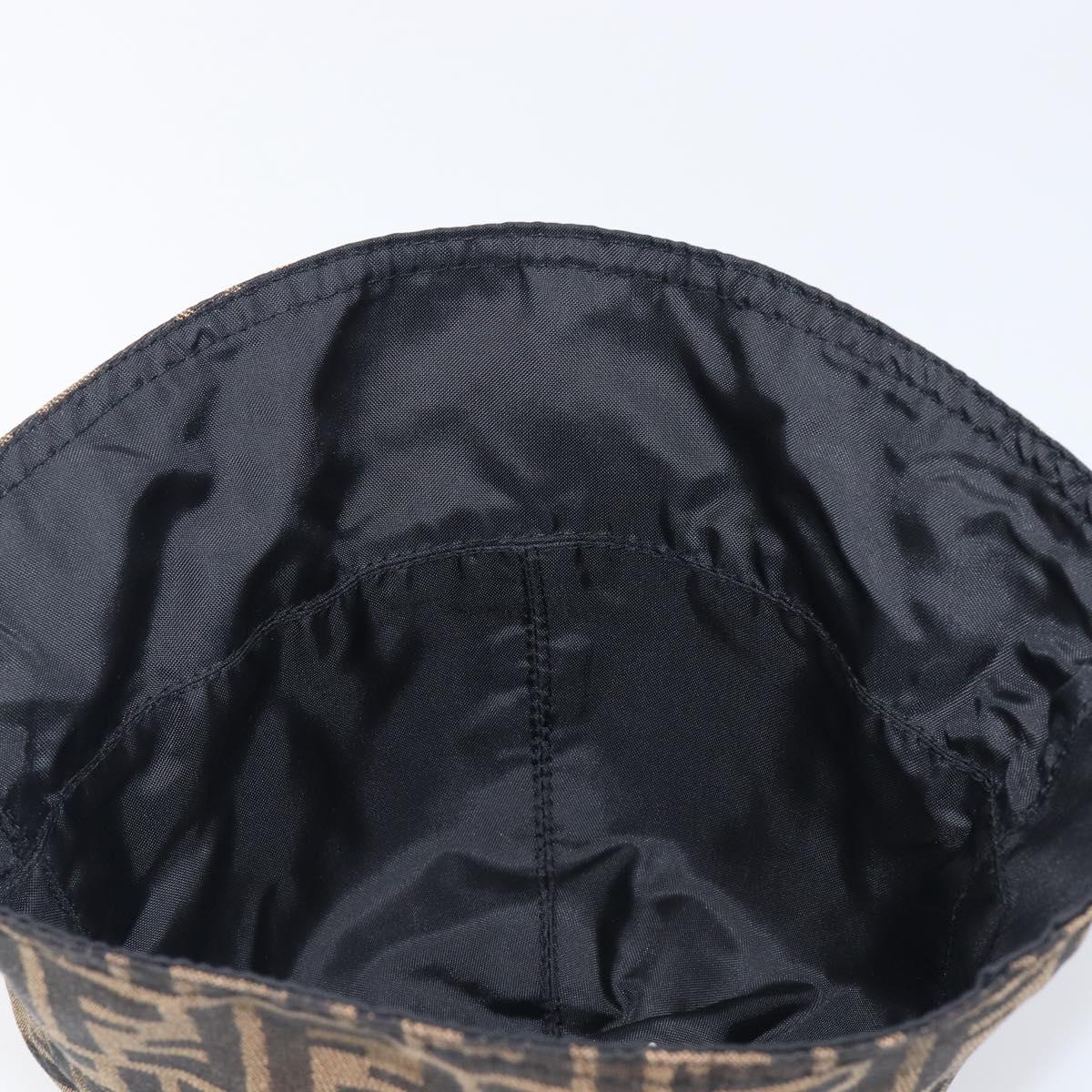FENDI Zucca Canvas Bucket Hat Brown Black Auth 201009V