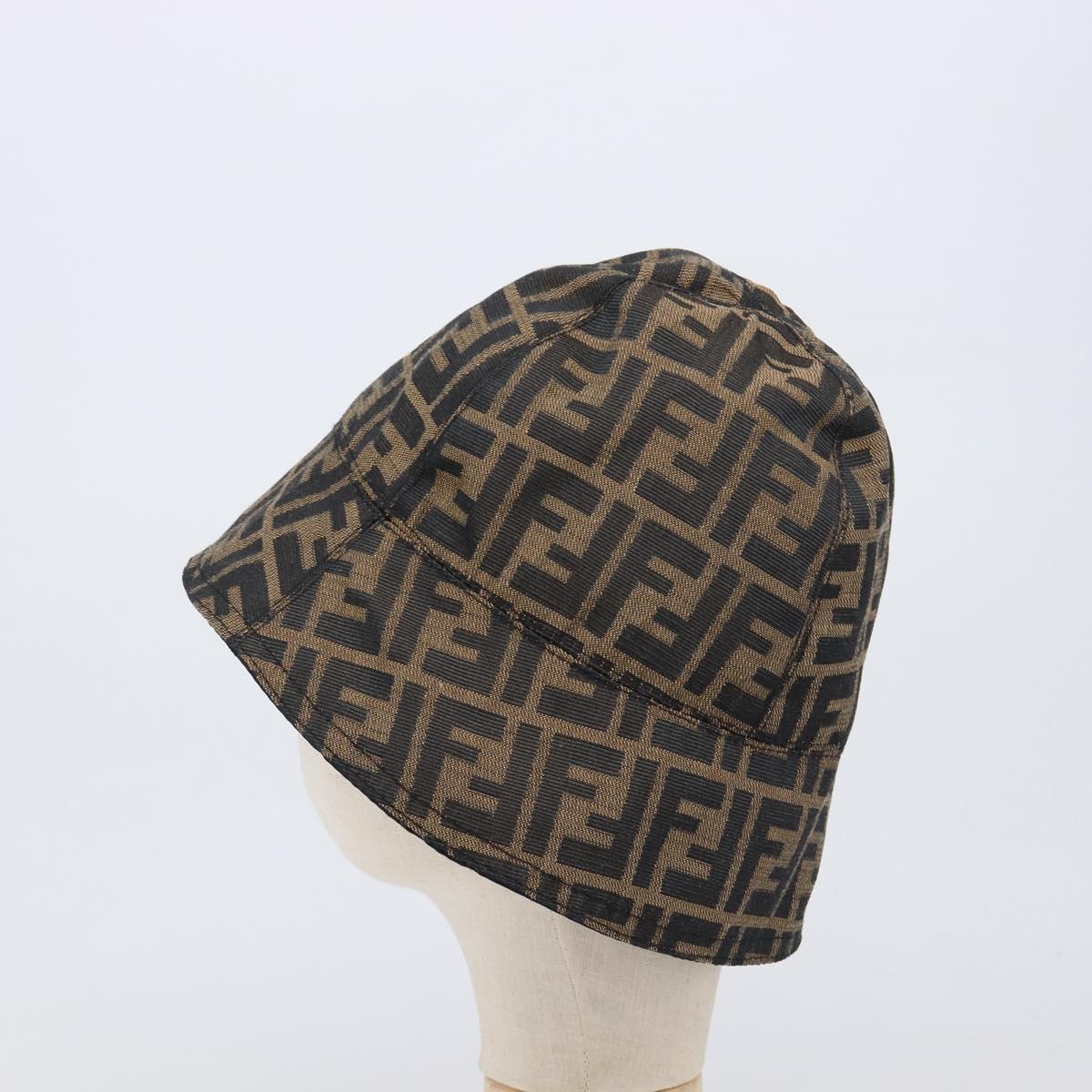 FENDI Zucca Canvas Bucket Hat Brown Black Auth 201009V
