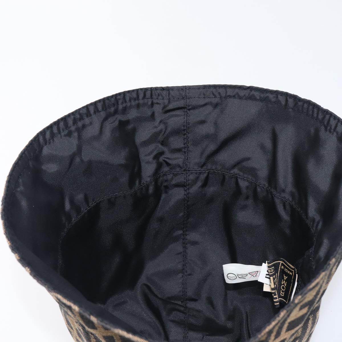 FENDI Zucca Canvas Bucket Hat Brown Black Auth 201009V