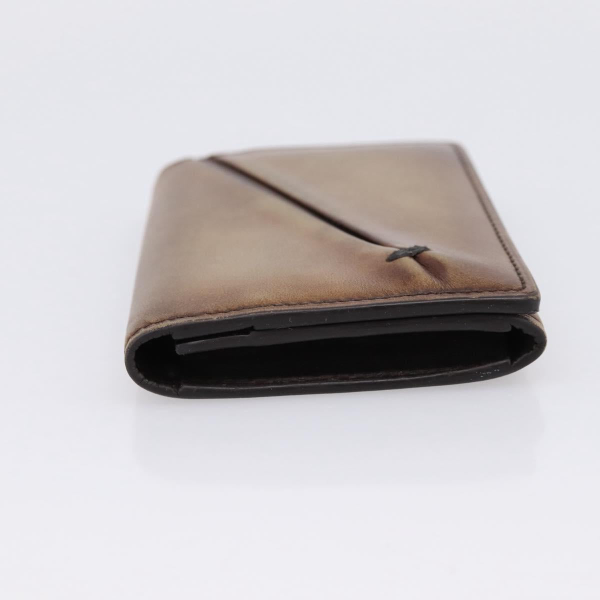 Berluti Gas Pearl Card Case Leather Brown Auth 201010V