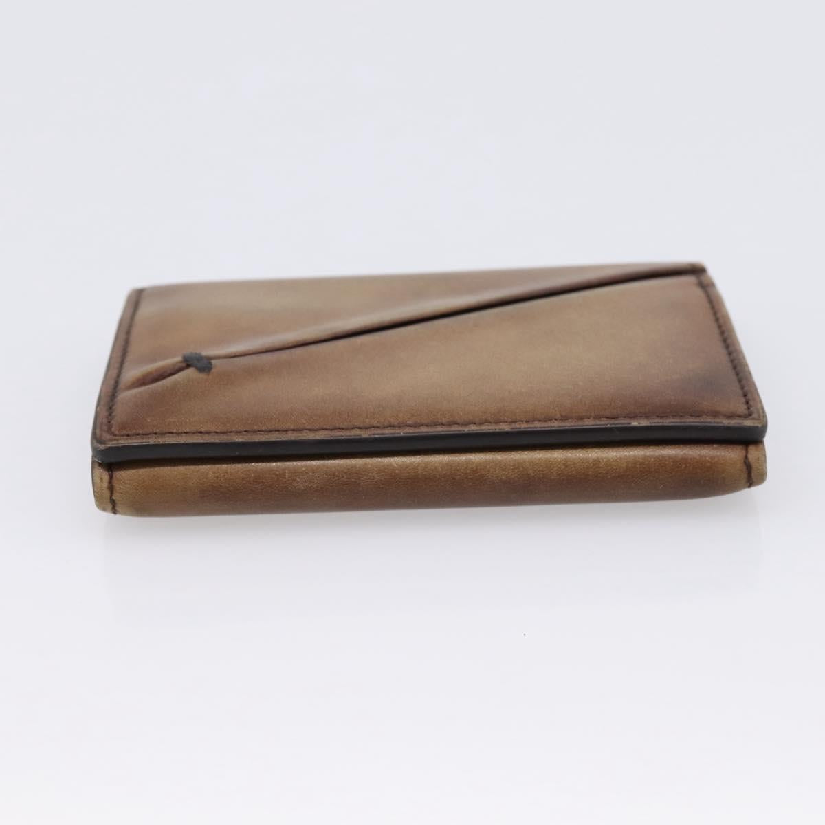 Berluti Gas Pearl Card Case Leather Brown Auth 201010V