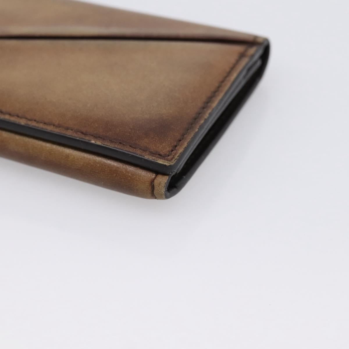 Berluti Gas Pearl Card Case Leather Brown Auth 201010V