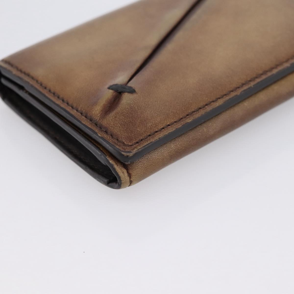 Berluti Gas Pearl Card Case Leather Brown Auth 201010V