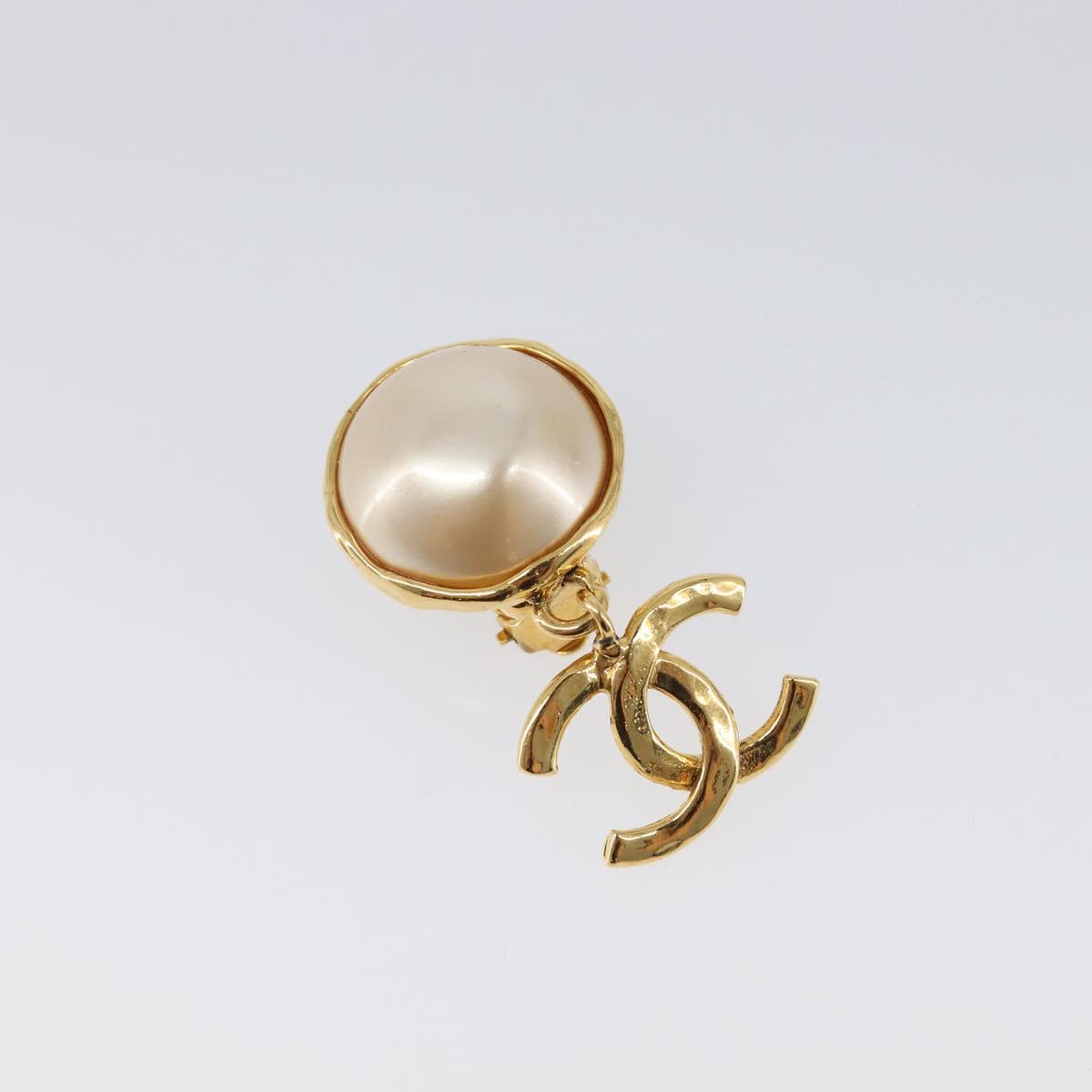 CHANEL Earring metal Gold Tone CC Auth 201011