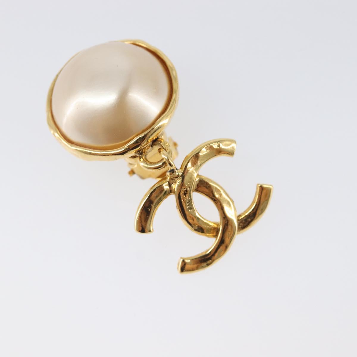 CHANEL Earring metal Gold Tone CC Auth 201011