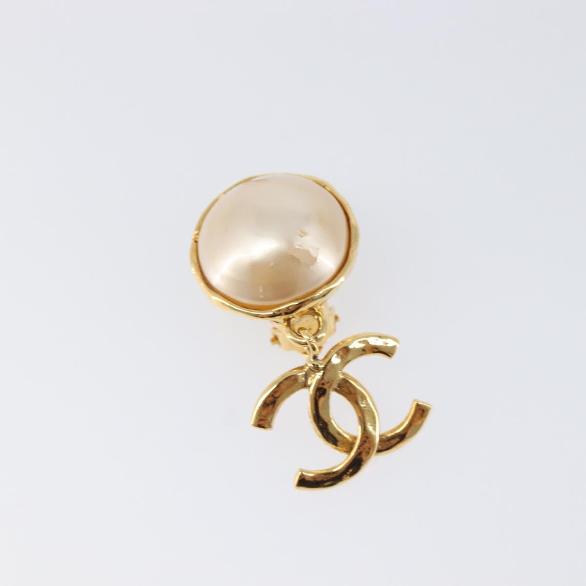 CHANEL Earring metal Gold Tone CC Auth 201011