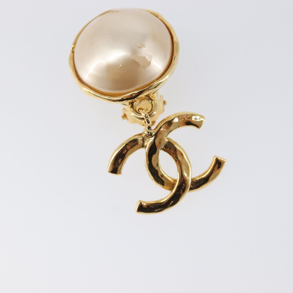 CHANEL Earring metal Gold Tone CC Auth 201011