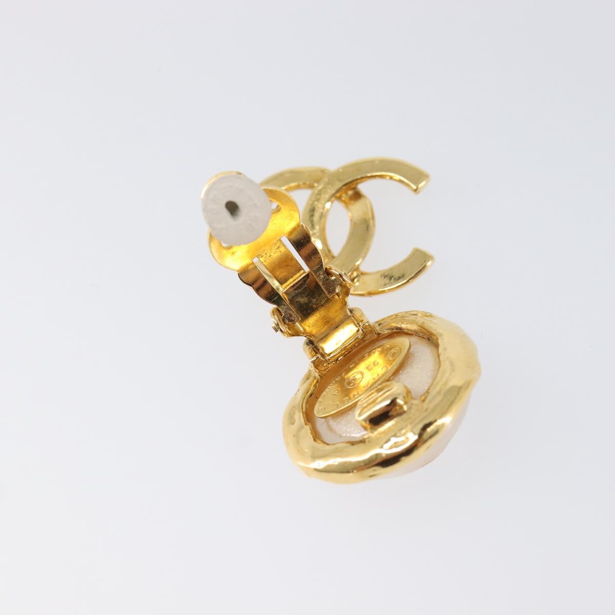 CHANEL Earring metal Gold Tone CC Auth 201011
