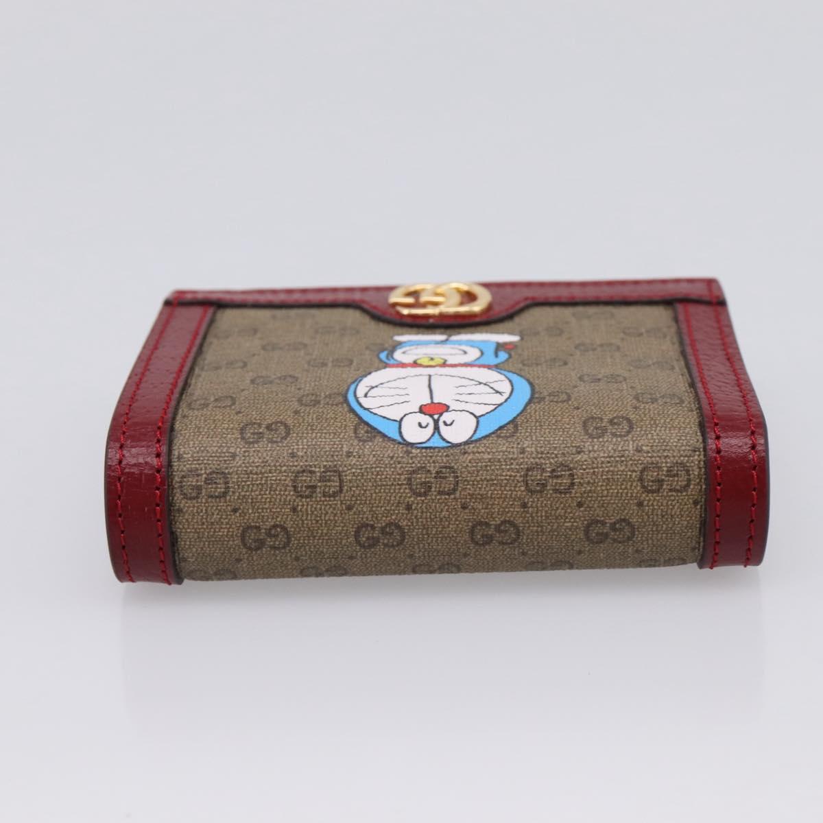 GUCCI Micro GG Supreme Doraemon Compact Wallet PVC Beige 647788 Auth 201012M