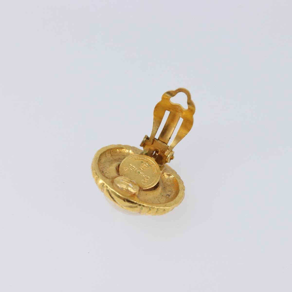 CHANEL Earring metal Gold Tone CC Auth 201014
