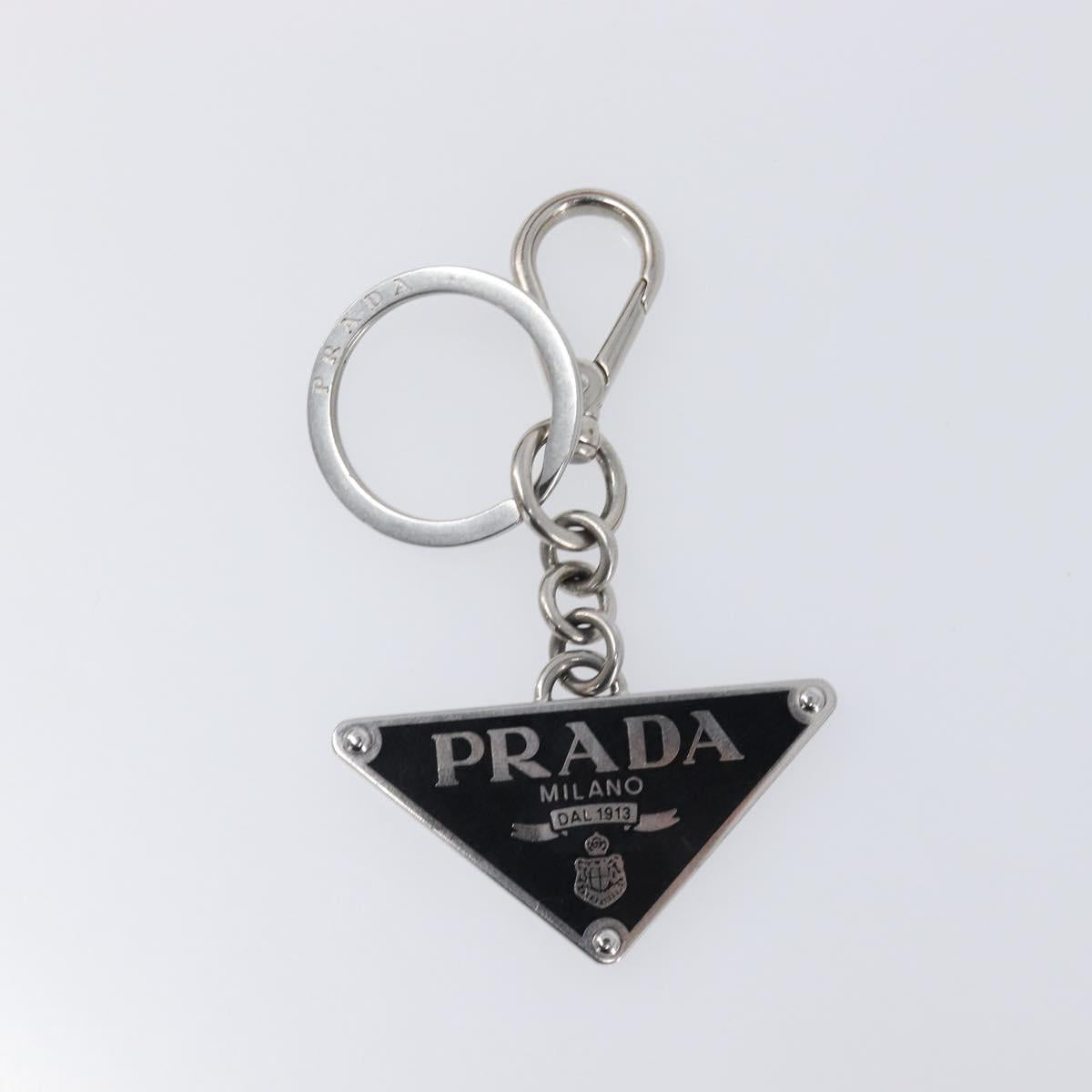 PRADA Triangle Key Ring metal Silver Auth 201017A